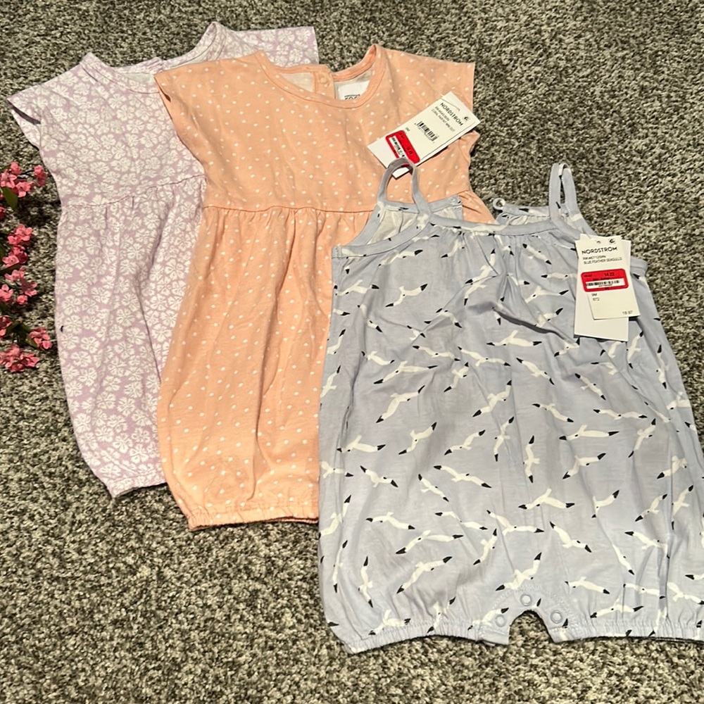 3 - Nordstrom Rack Baby rompers (9 months)